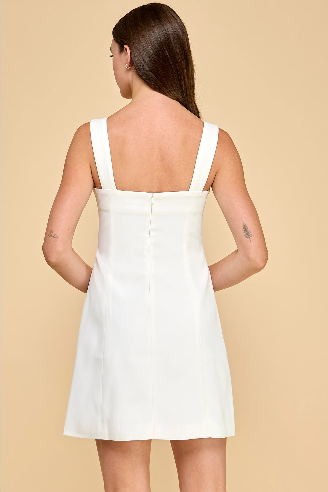 Wide Straps Notch Neckline Tailored Mini Dress TCEC