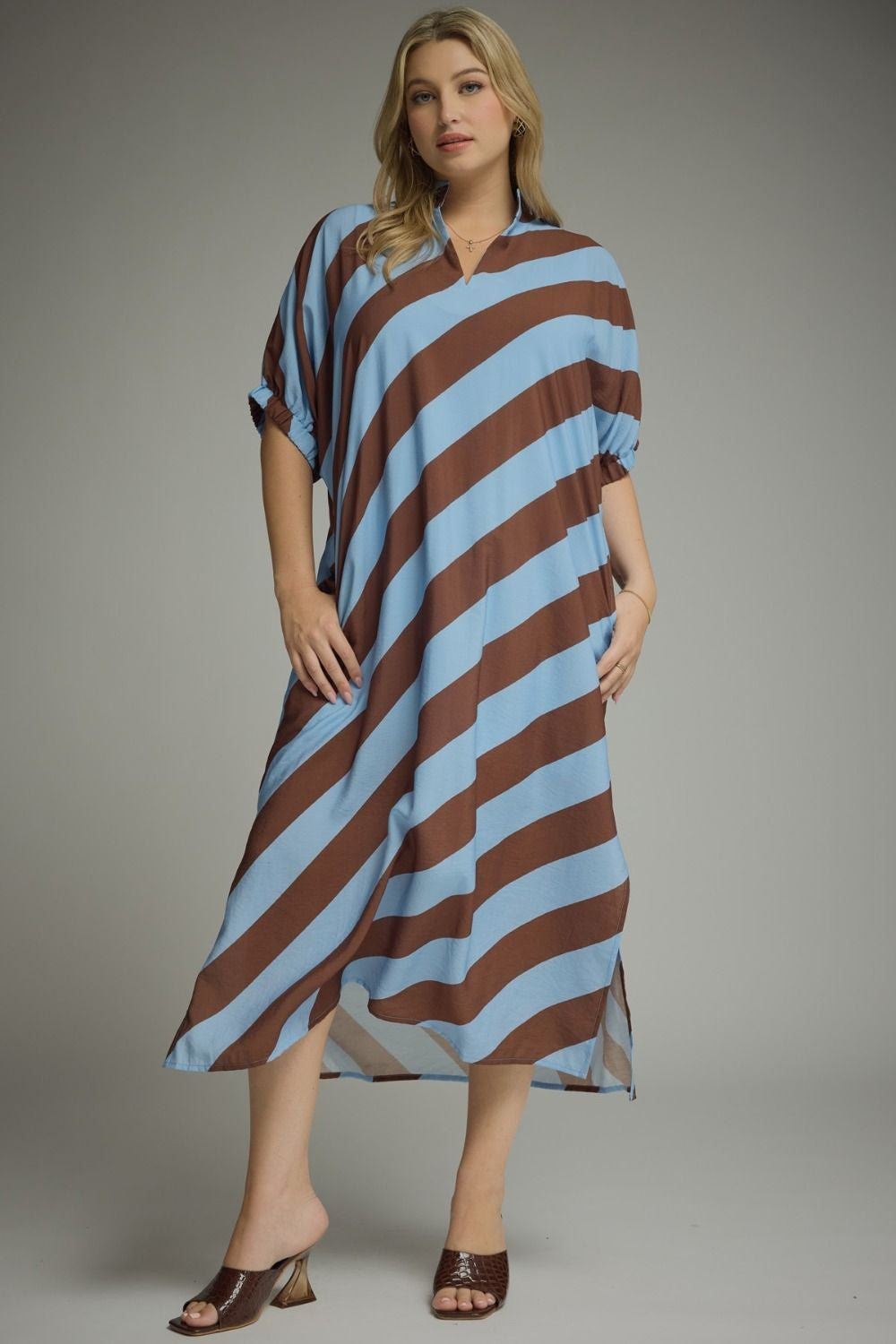 Diagonal Stripe Midi Dress Entro