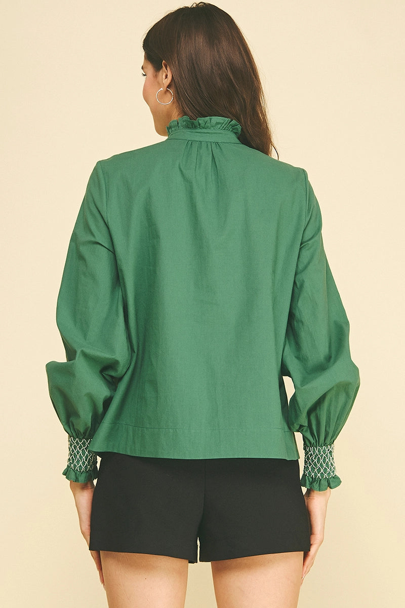 Ruffled Mock Neck Shirt Pinch