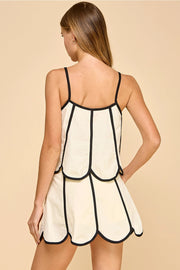 SCALLOPED HEM CONTRAST BINDING SLVL TOP Shop Expeditions