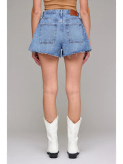 Medium Wash Side Insert 3" Inseam A-Line Shorts Hidden Jeans