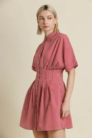 Striped Pleated Mini Dress Aureum