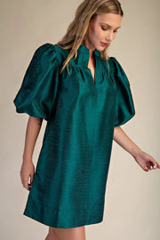 Round Neck Puff Sleeve Mini Dress Glam