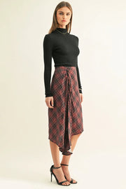 Elsie Asymmetrical Pleated Midi Skirt Adelyn Rae
