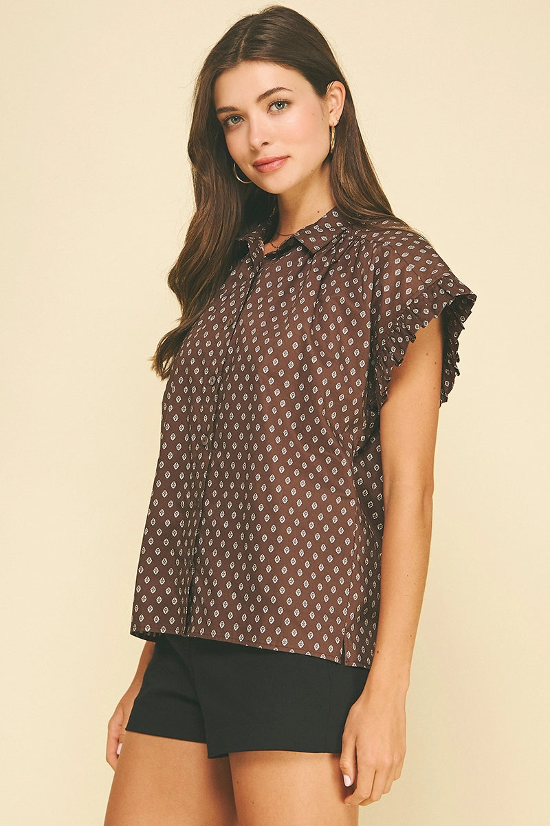 Geometric Diamond Print Shirt Pinch