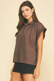 Geometric Diamond Print Shirt Pinch