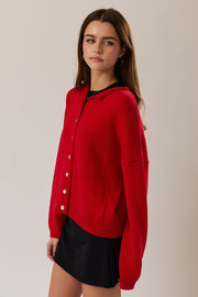 Round Rolled Hemline Detail Thin Sweater Cardigan Le Lis
