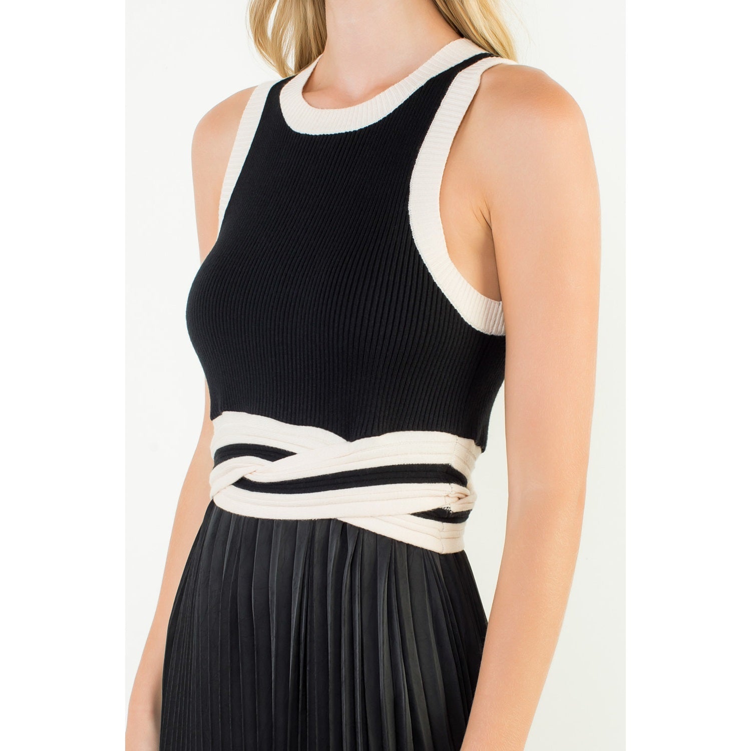 Sleeveless Mixed Media Dress THML