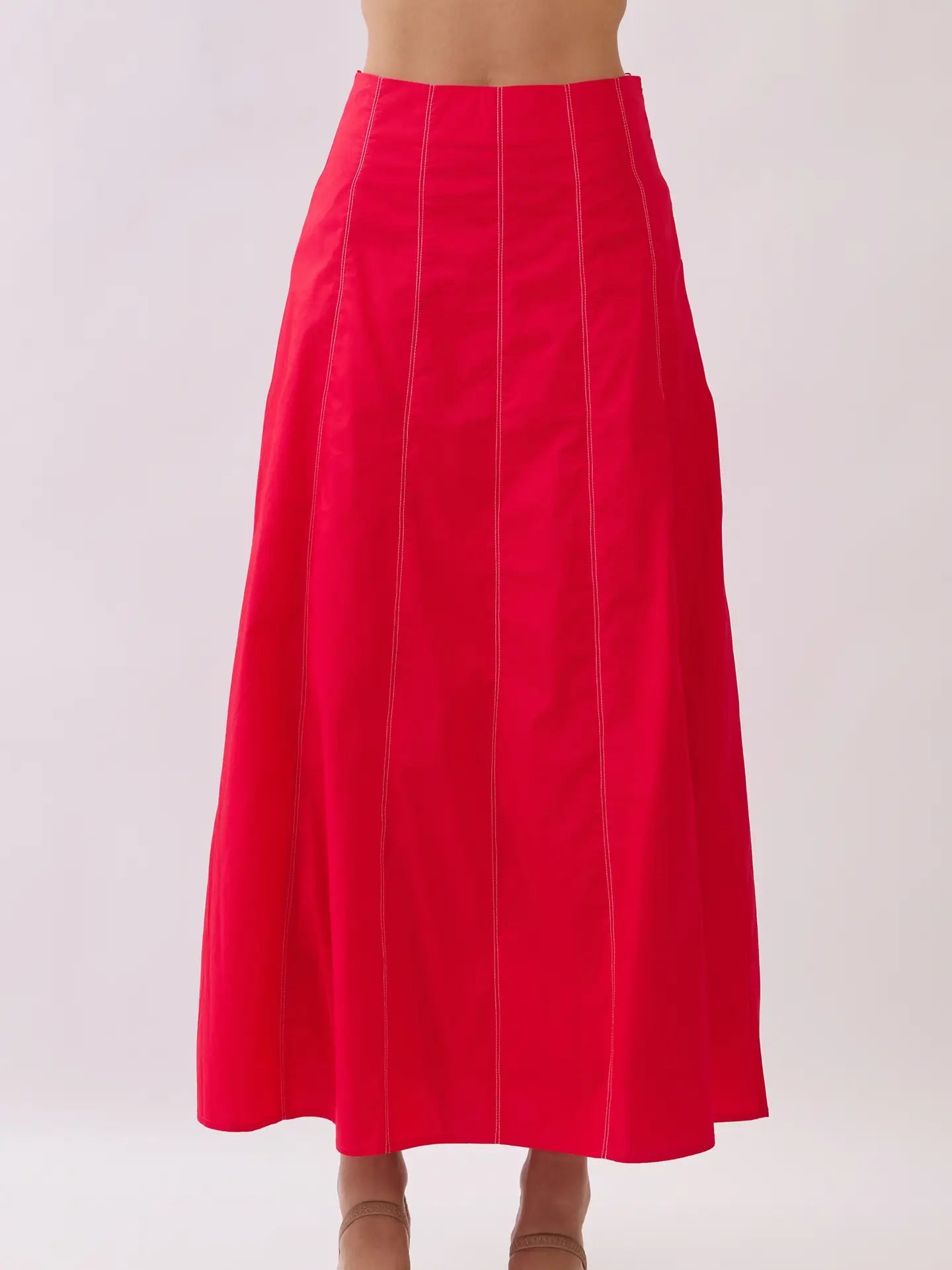 Cotton Panel Construction Maxi Skirt TCEC