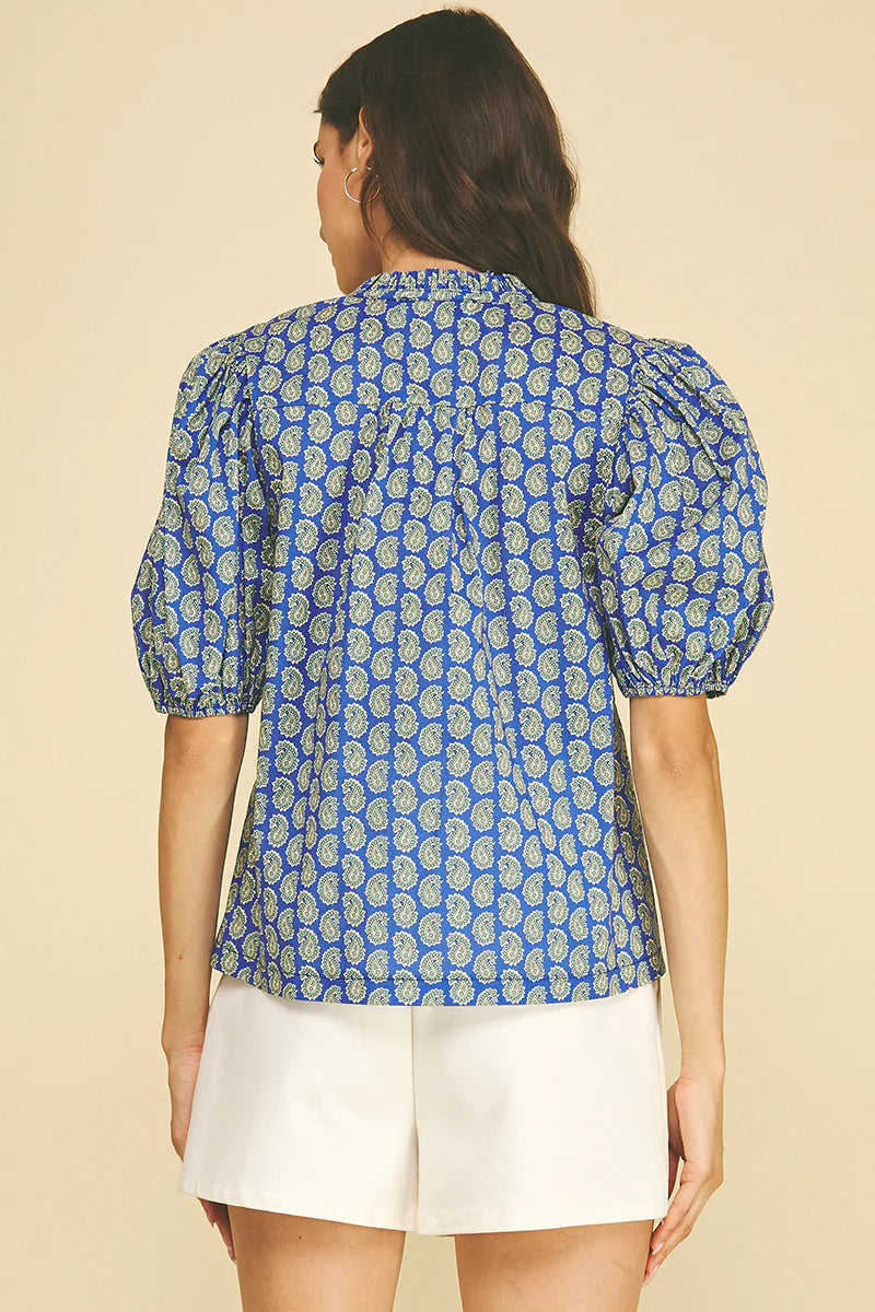 Jaylan Paisley Print V-Neck Blouse Pinch