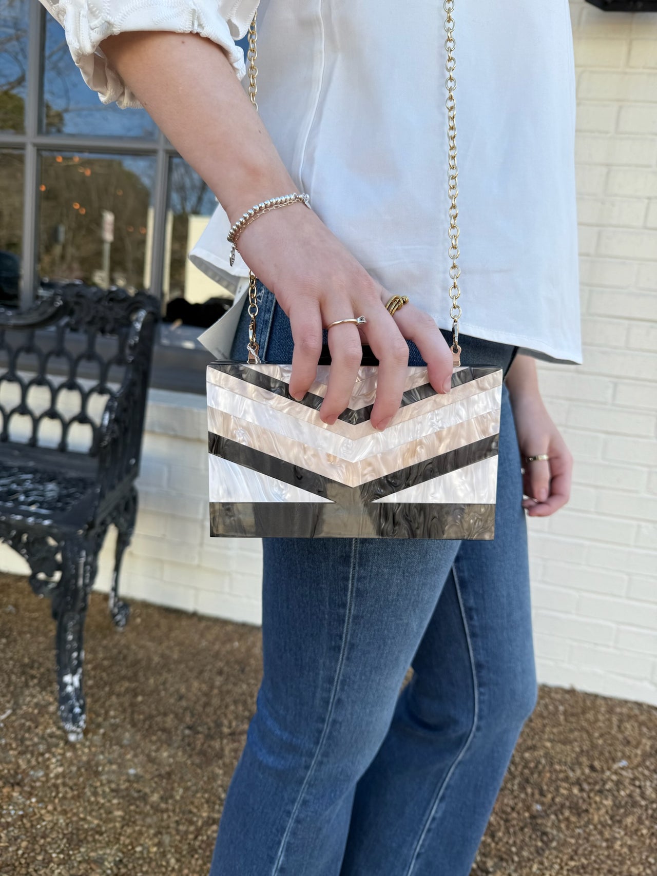 Chevron Pattern Acrylic Clutch