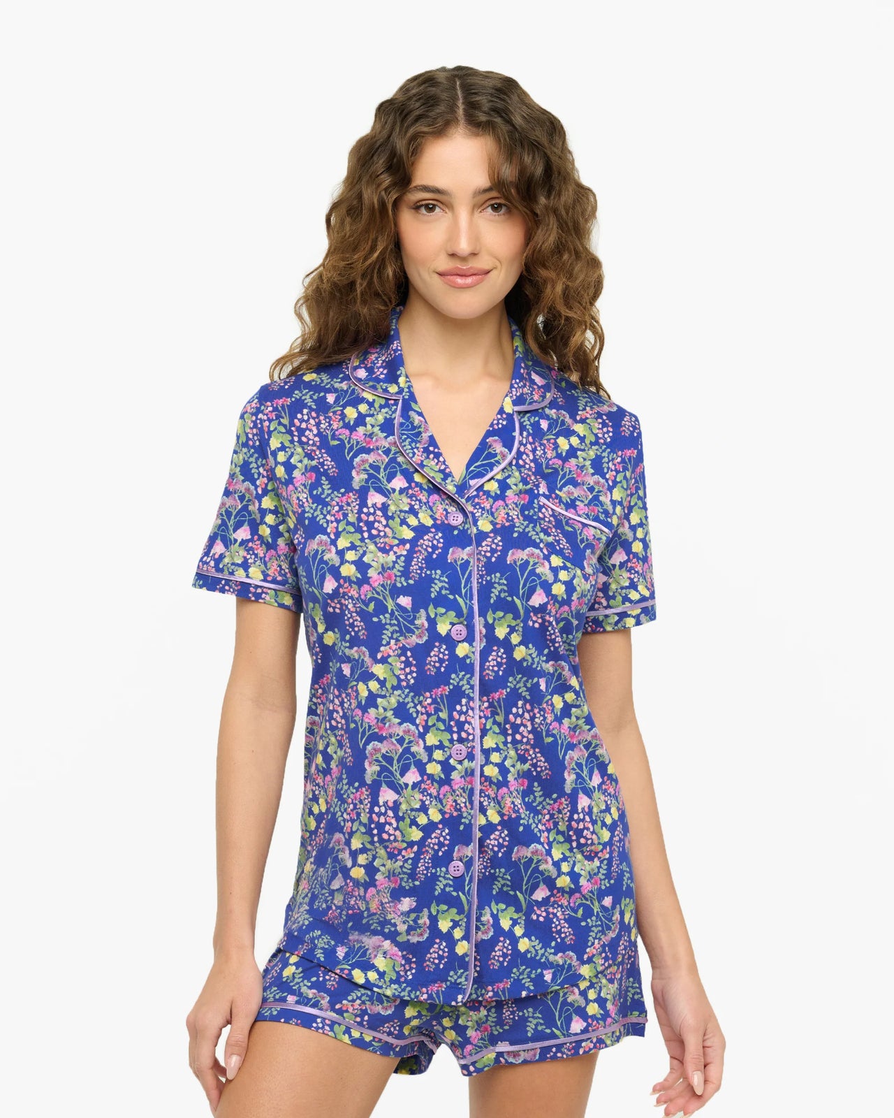 Bella Printed Short Sleeve Top Boxer PJ Set