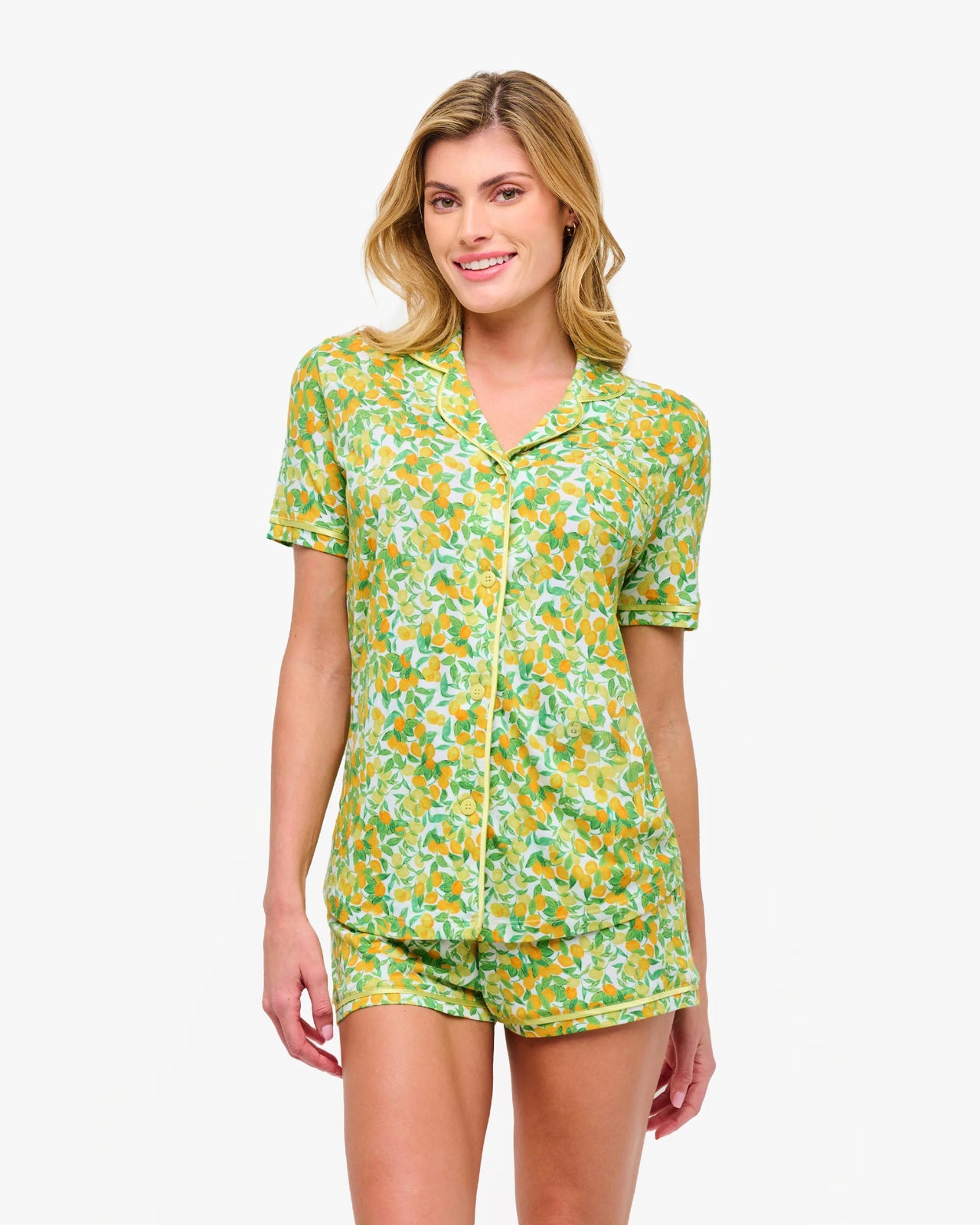 Bella Printed Short Sleeve Top Boxer PJ Set