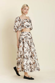 Shirred Floral Maxi Skirt Aureum