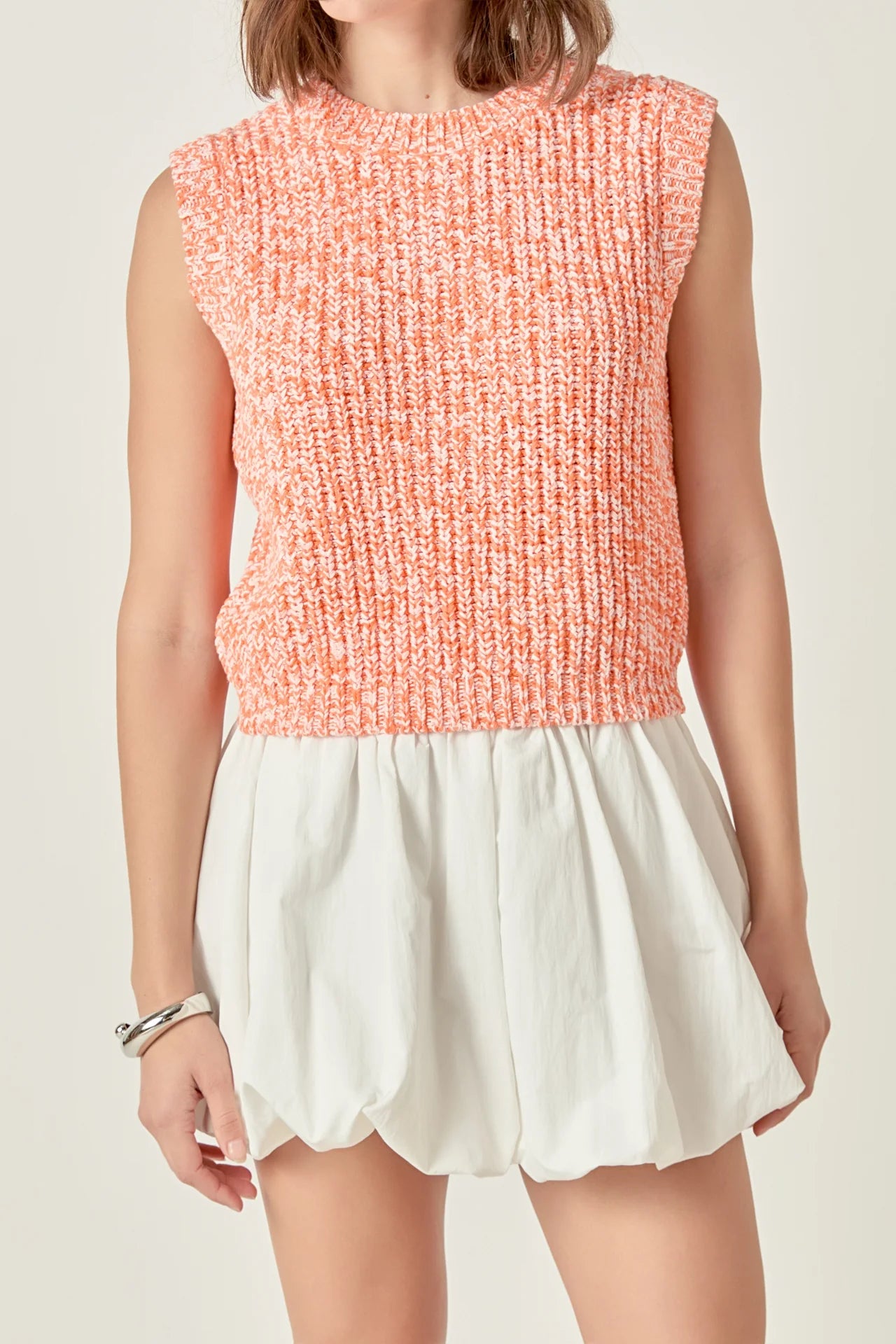 Sleeveless Ribbed Knit Sweater