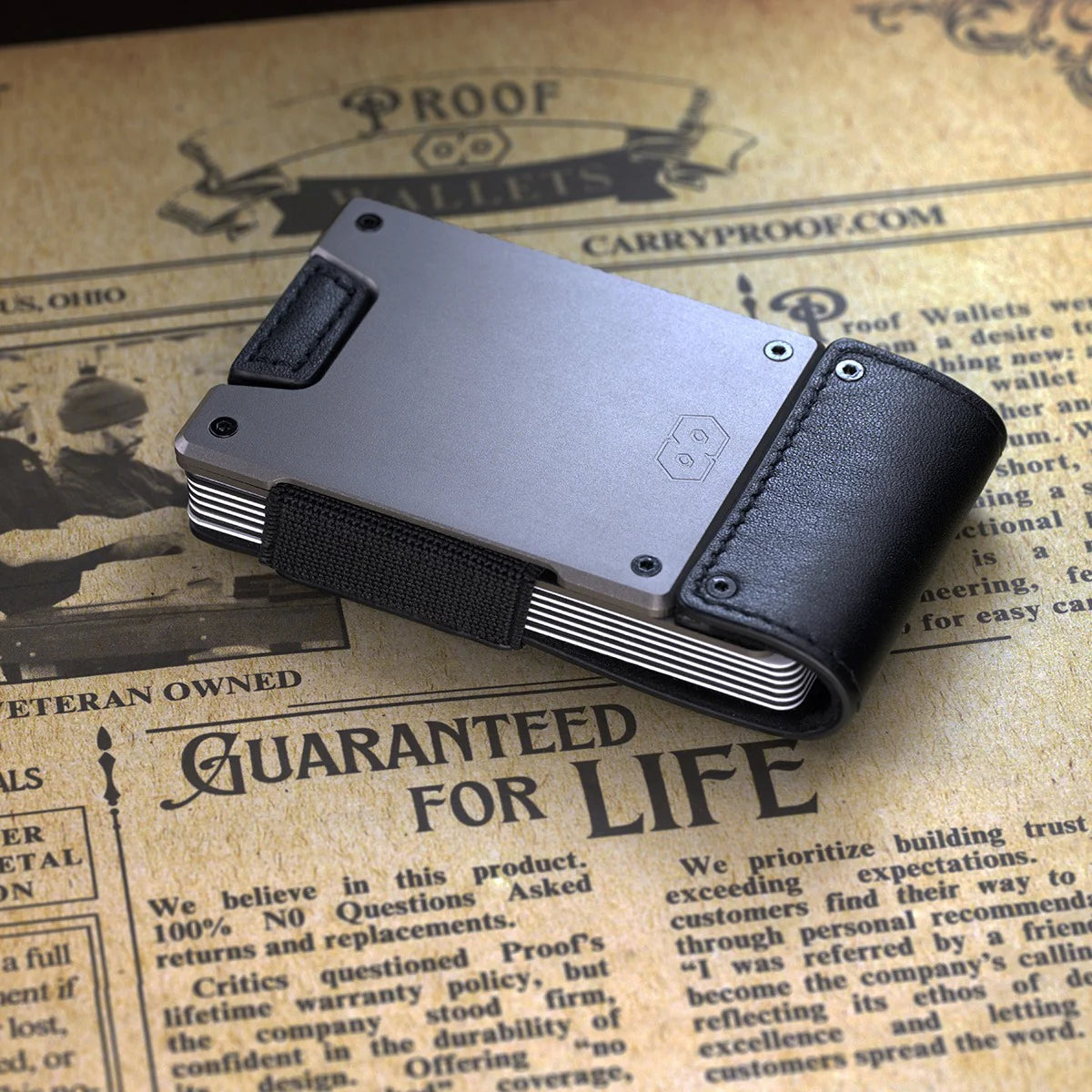 Apex Wallet in Matte Black Full Grain Leather & Satin Gunmetal Proof Wallets