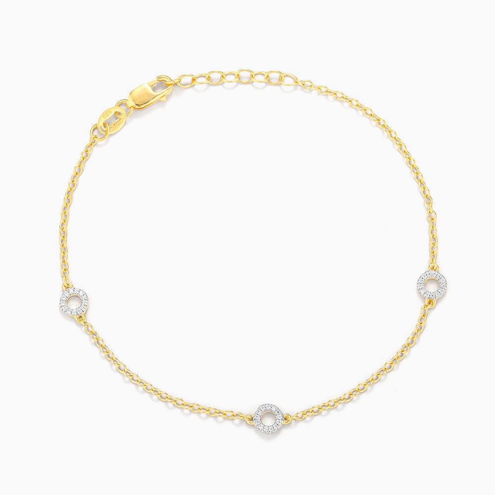 Circle Station Chain Bracelet in Yellow Gold