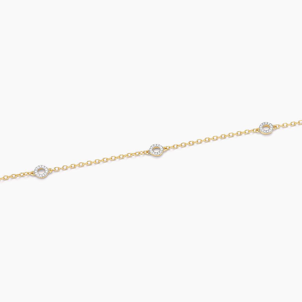 Circle Station Chain Bracelet in Yellow Gold