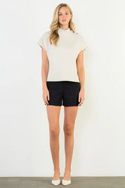 Short Sleeve Suede Top THML