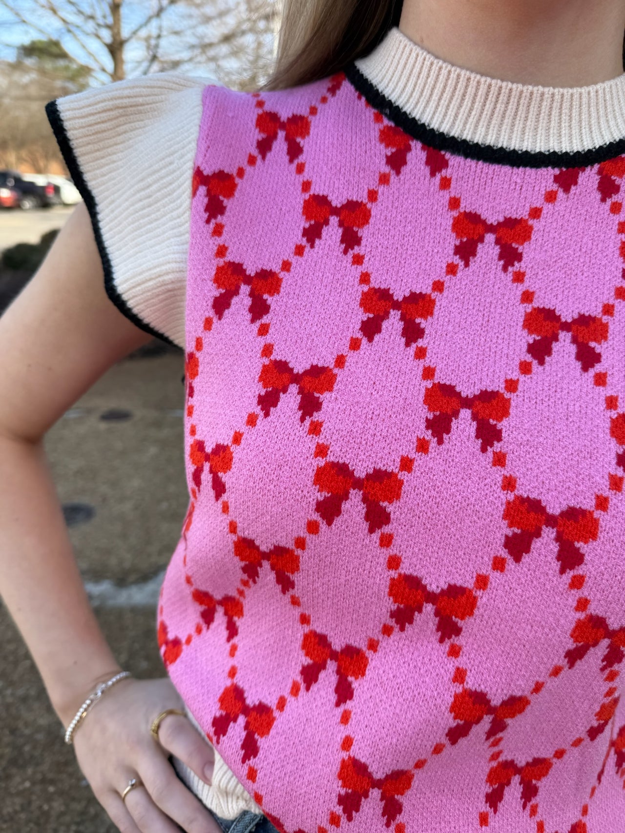 Pink Bow Sweater Tank