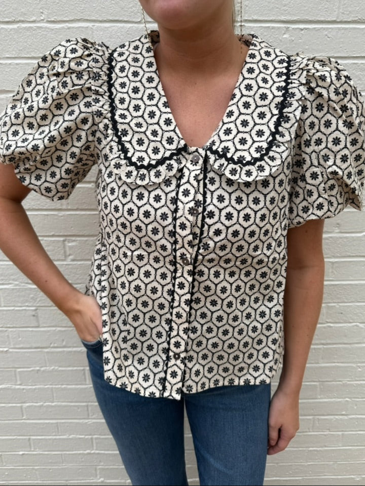 Coffee and Chat Puff Sleeve Top