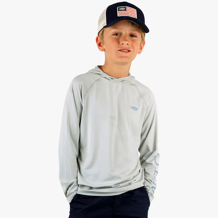 Youth Samurai Hood Performance Long Sleeve Shirt | Aftco Aftco
