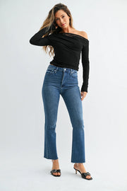 The Cropped Demi Flare Jeans Just Black Denim