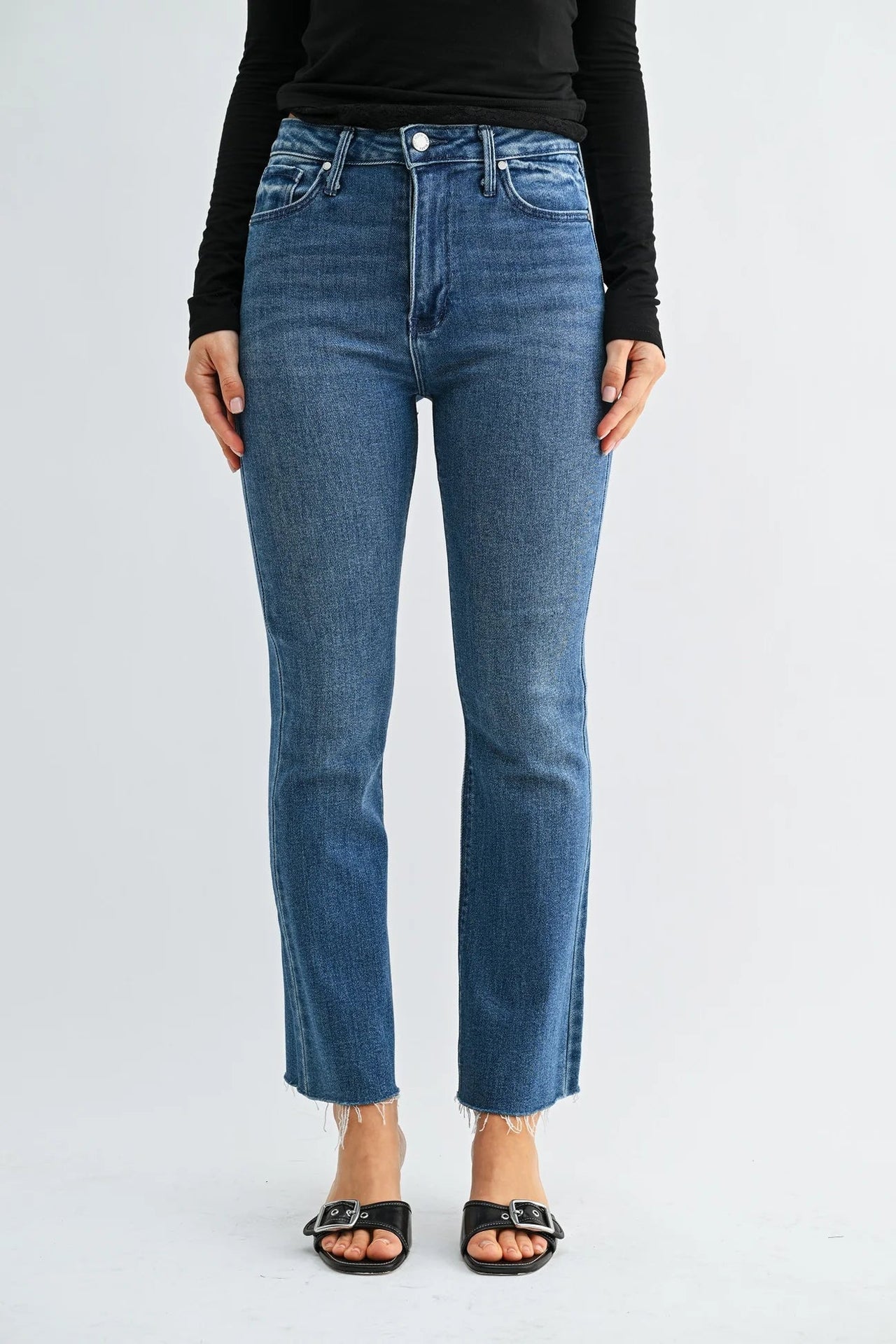 The Cropped Demi Flare Jeans Just Black Denim
