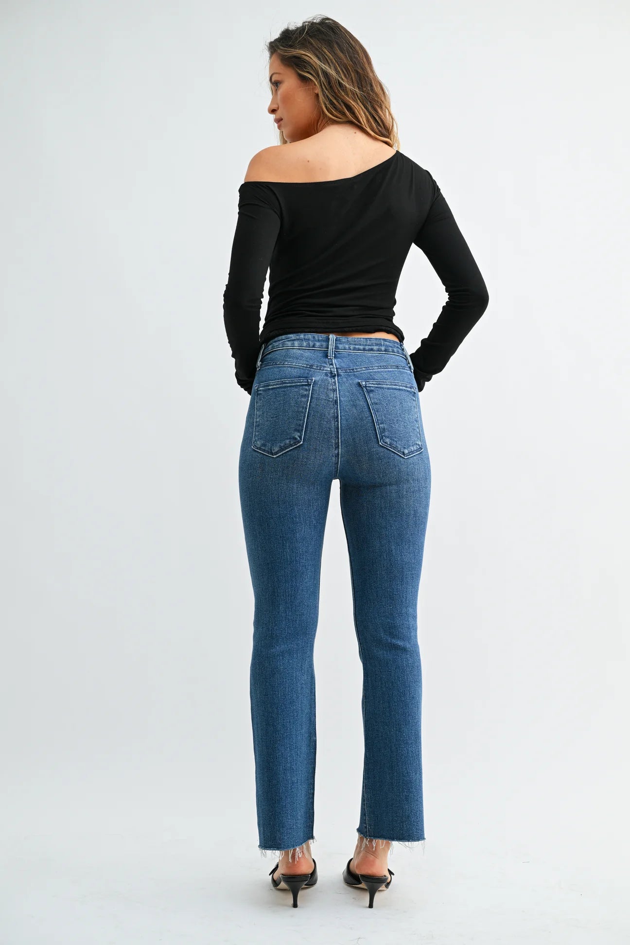 The Cropped Demi Flare Jeans Just Black Denim