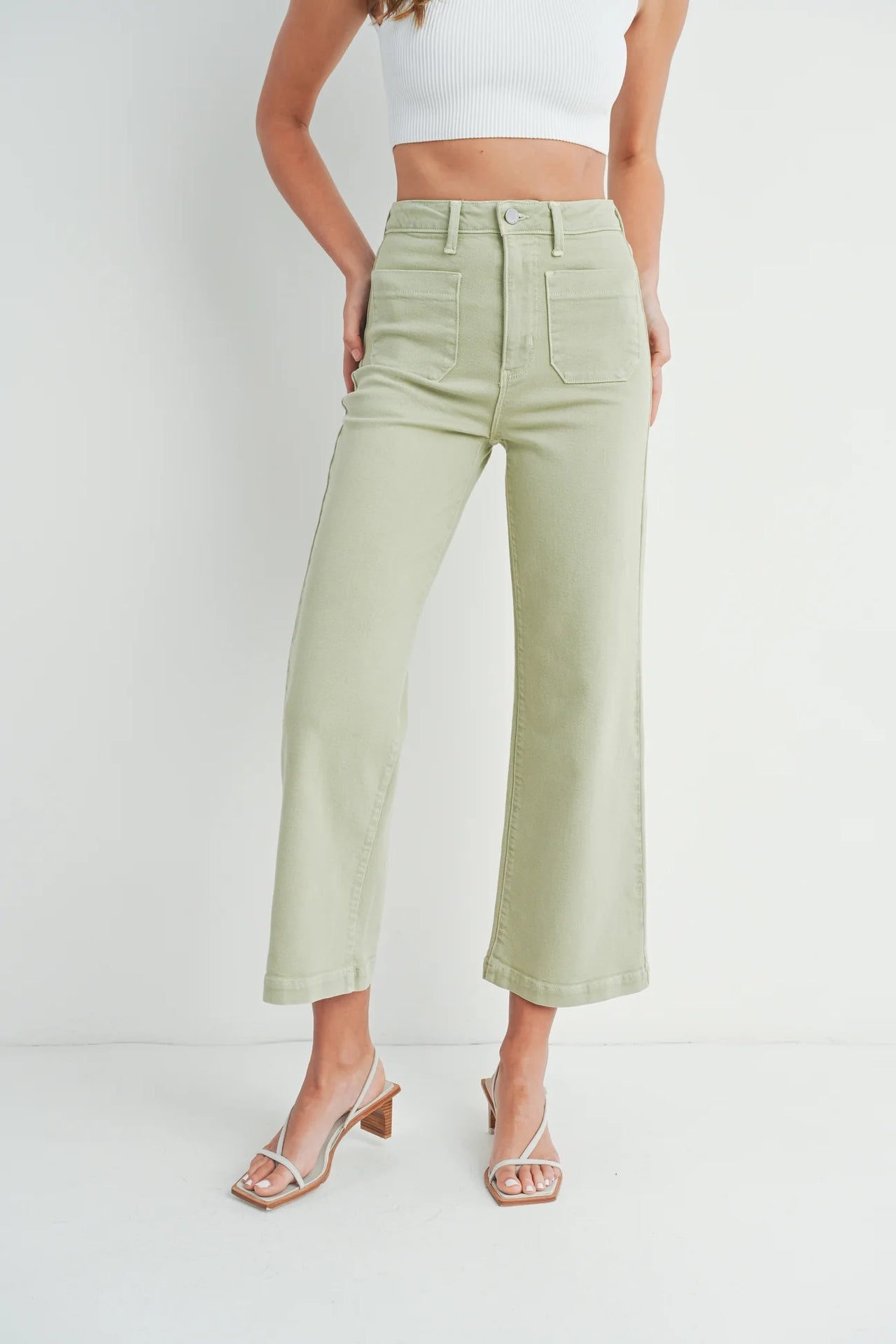 The Sailor Pocket Wide Leg Jeans in Sage