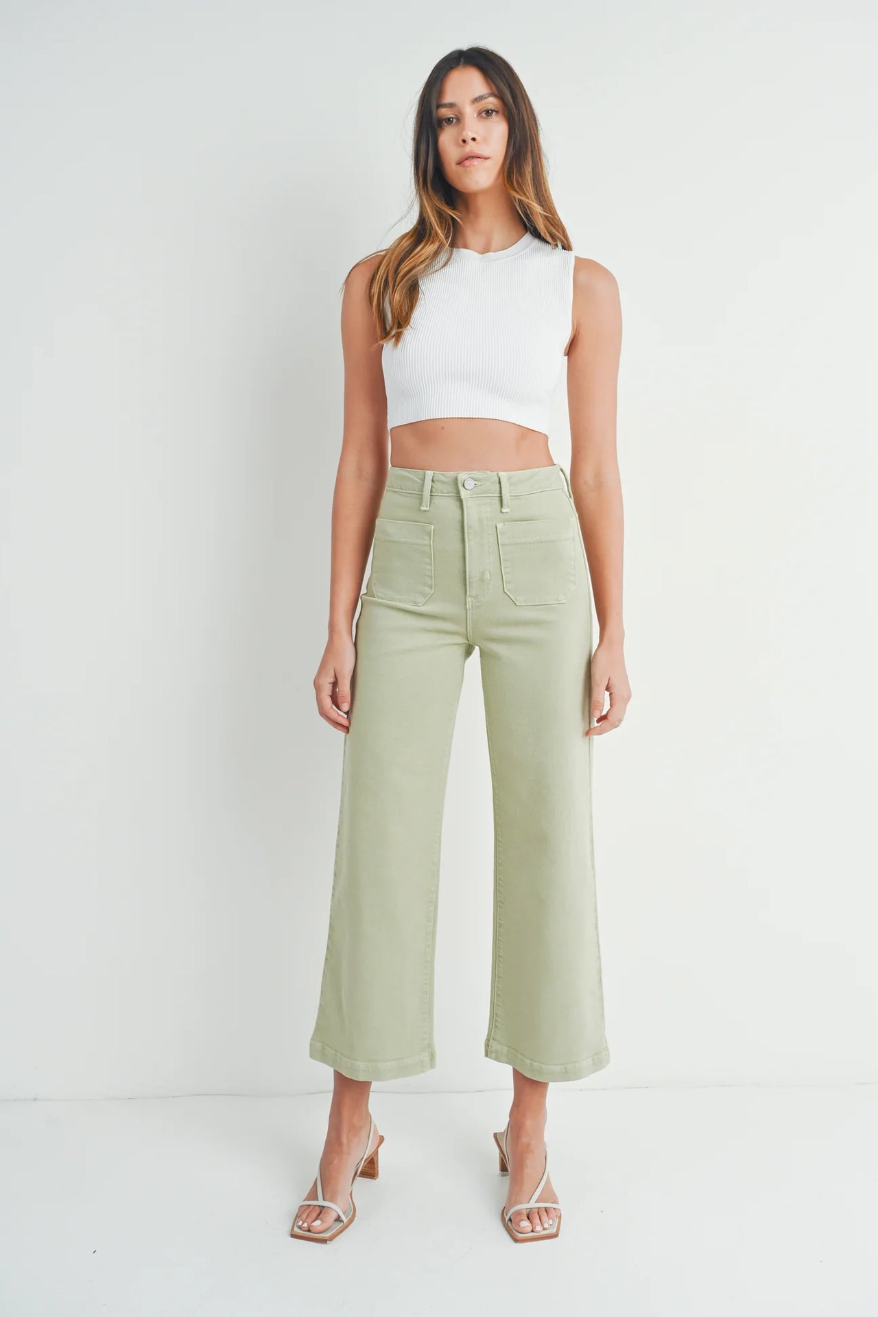 The Sailor Pocket Wide Leg Jeans in Sage