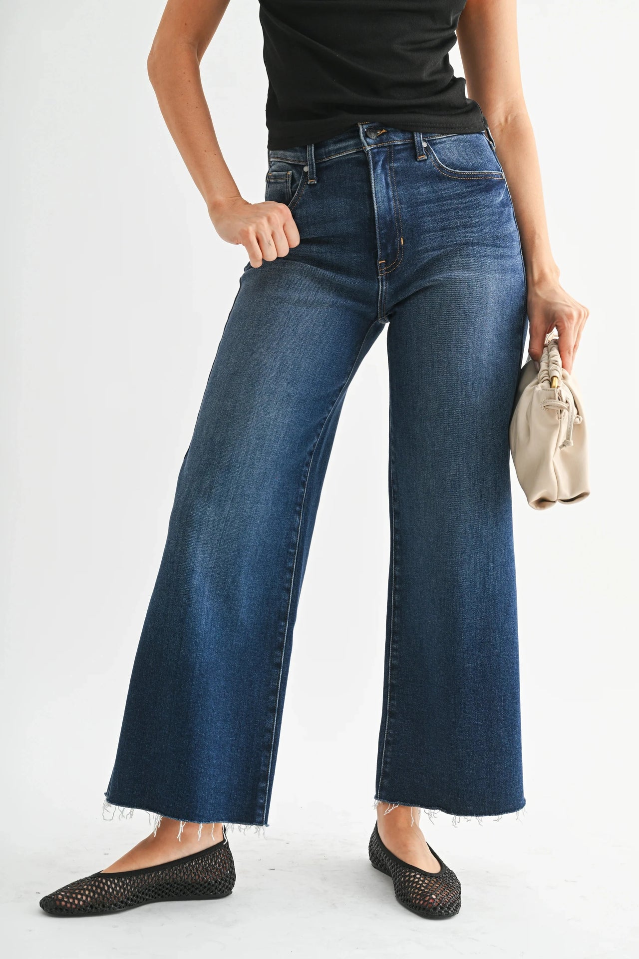 The Scissor Cut Wide Leg Jeans Just Black Denim