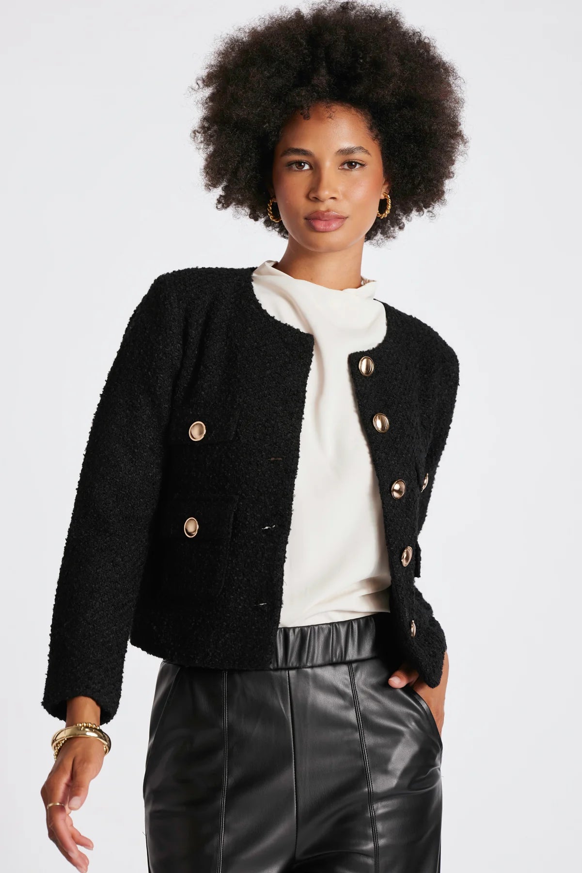 Delfina Crop Jacket Black