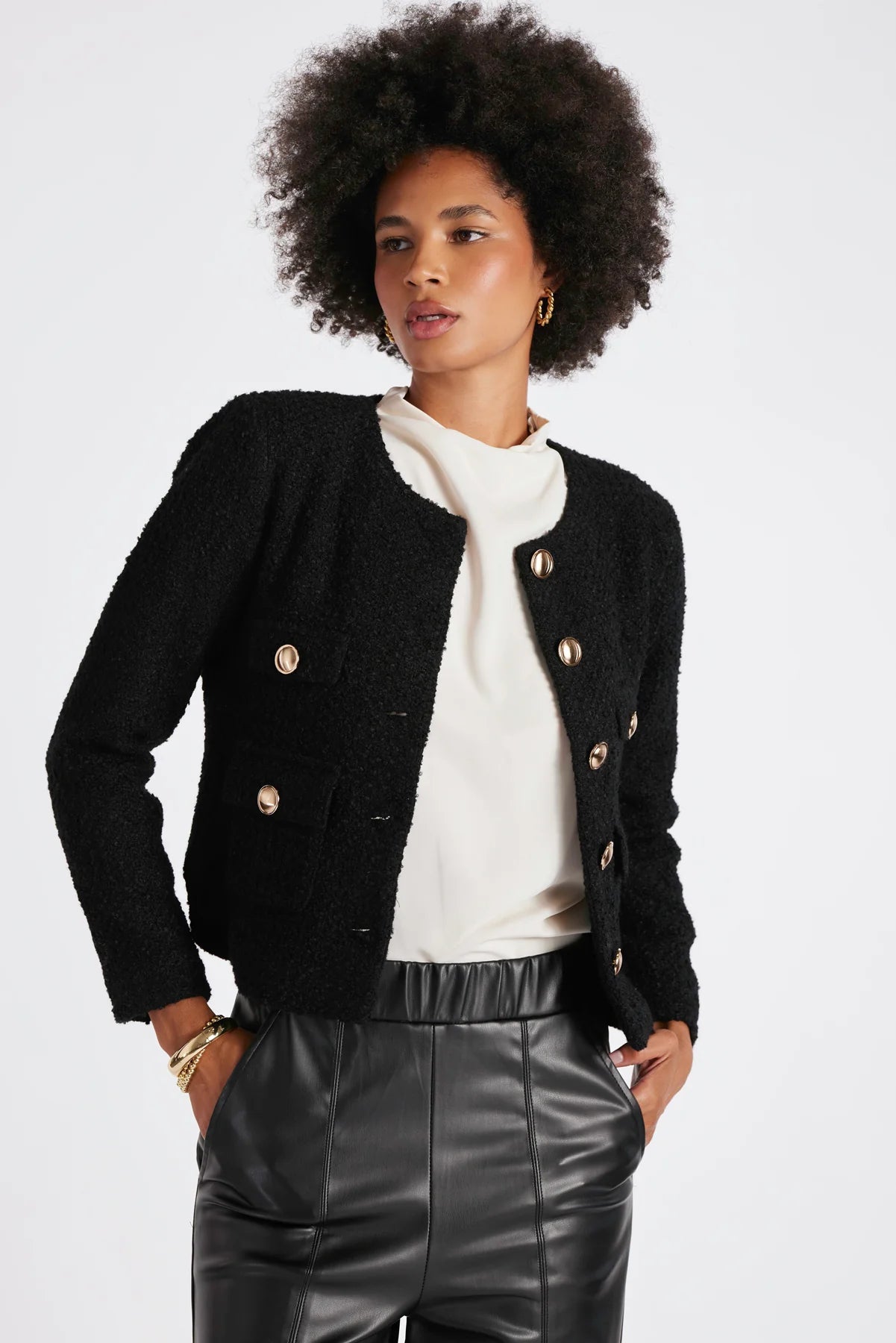 Delfina Crop Jacket Black