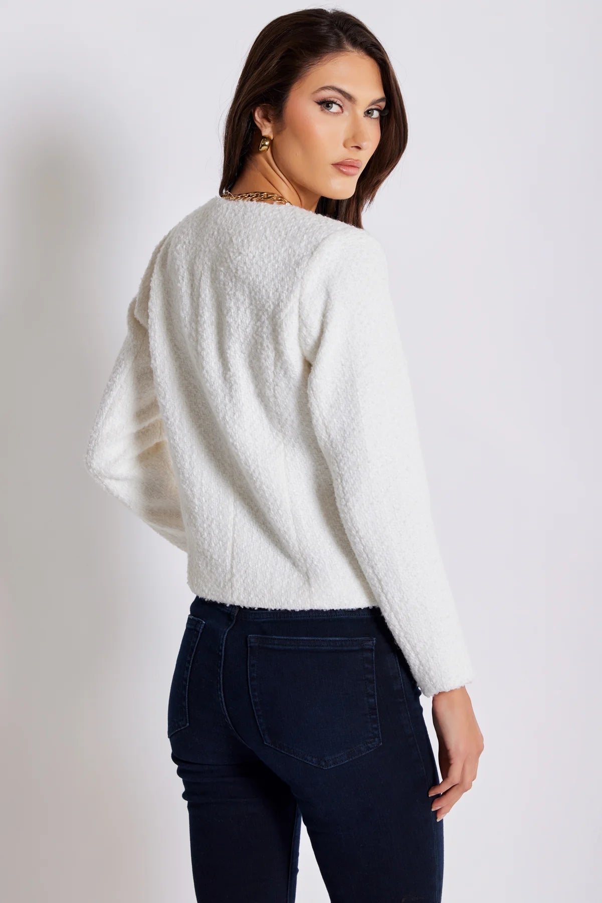 Delfina Crop Jacket Ivory