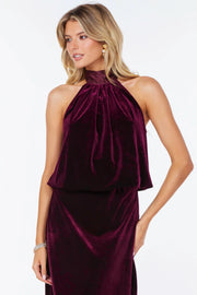 Luxe Velvet Bubble Hem Halter Top Bishop + Young