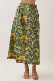 Botanical Print Maxi Skirt TCEC