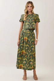Botanical Print Maxi Skirt TCEC