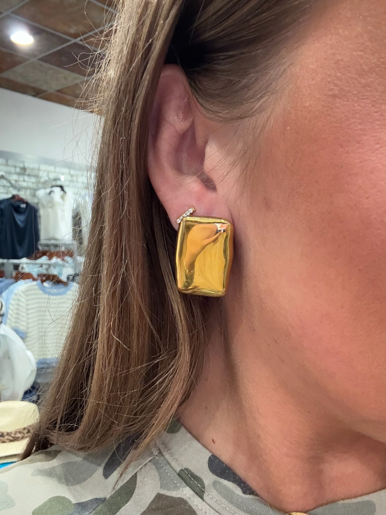 Rectangle Gold Earrings