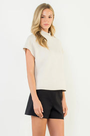 Short Sleeve Suede Top THML