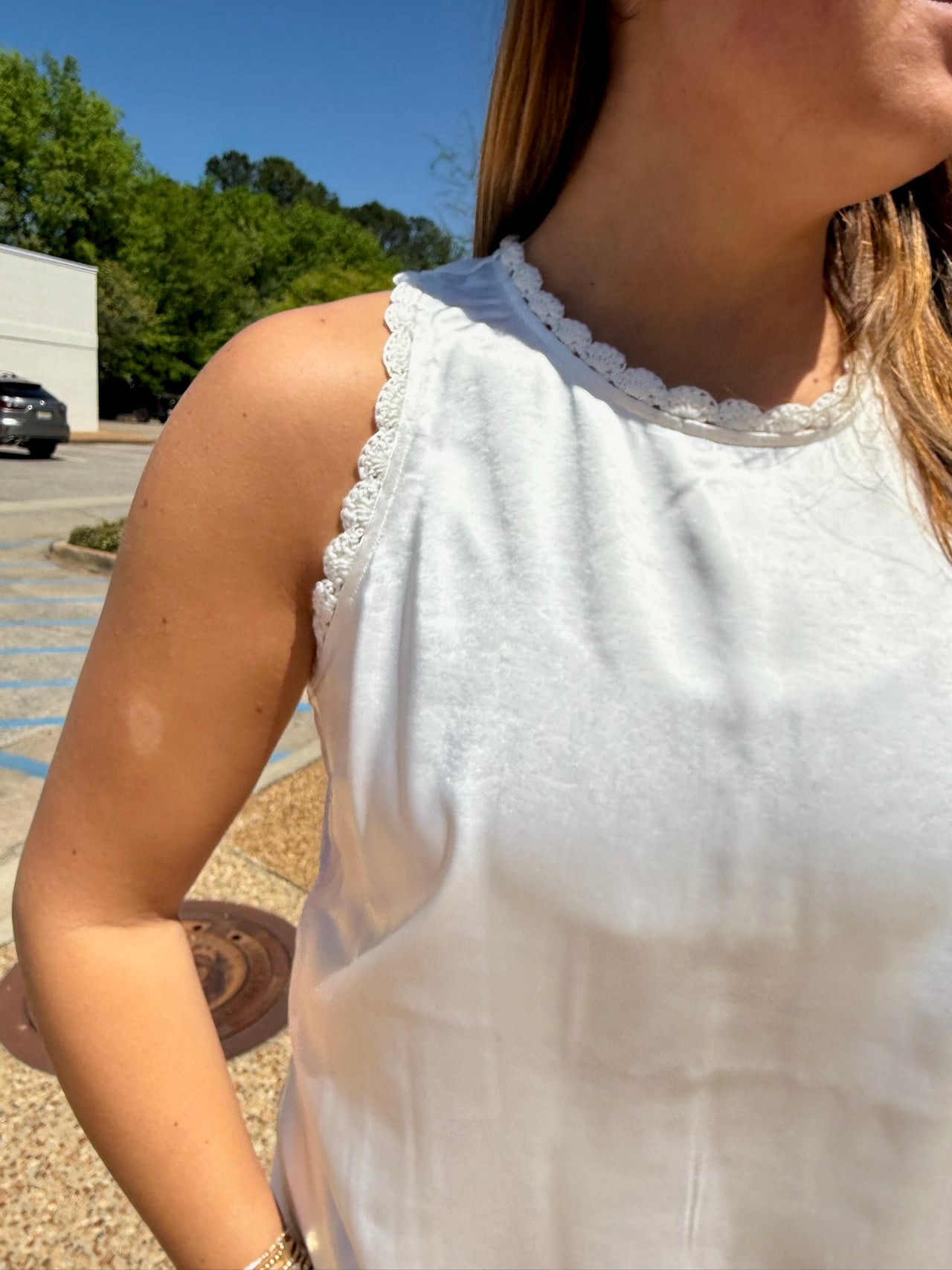 Kelsy Scallop Satin Halter Top