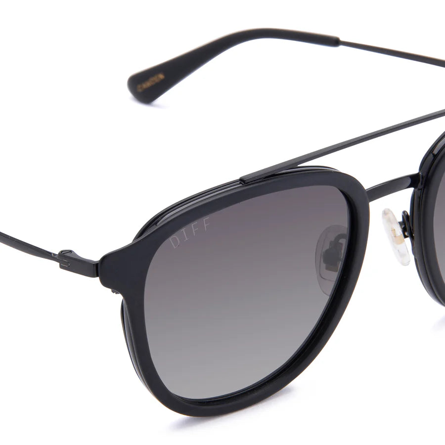 Camden Round Sunglasses in Matte Black Grey Polarized | Diff Eyewear Diff Eyewear