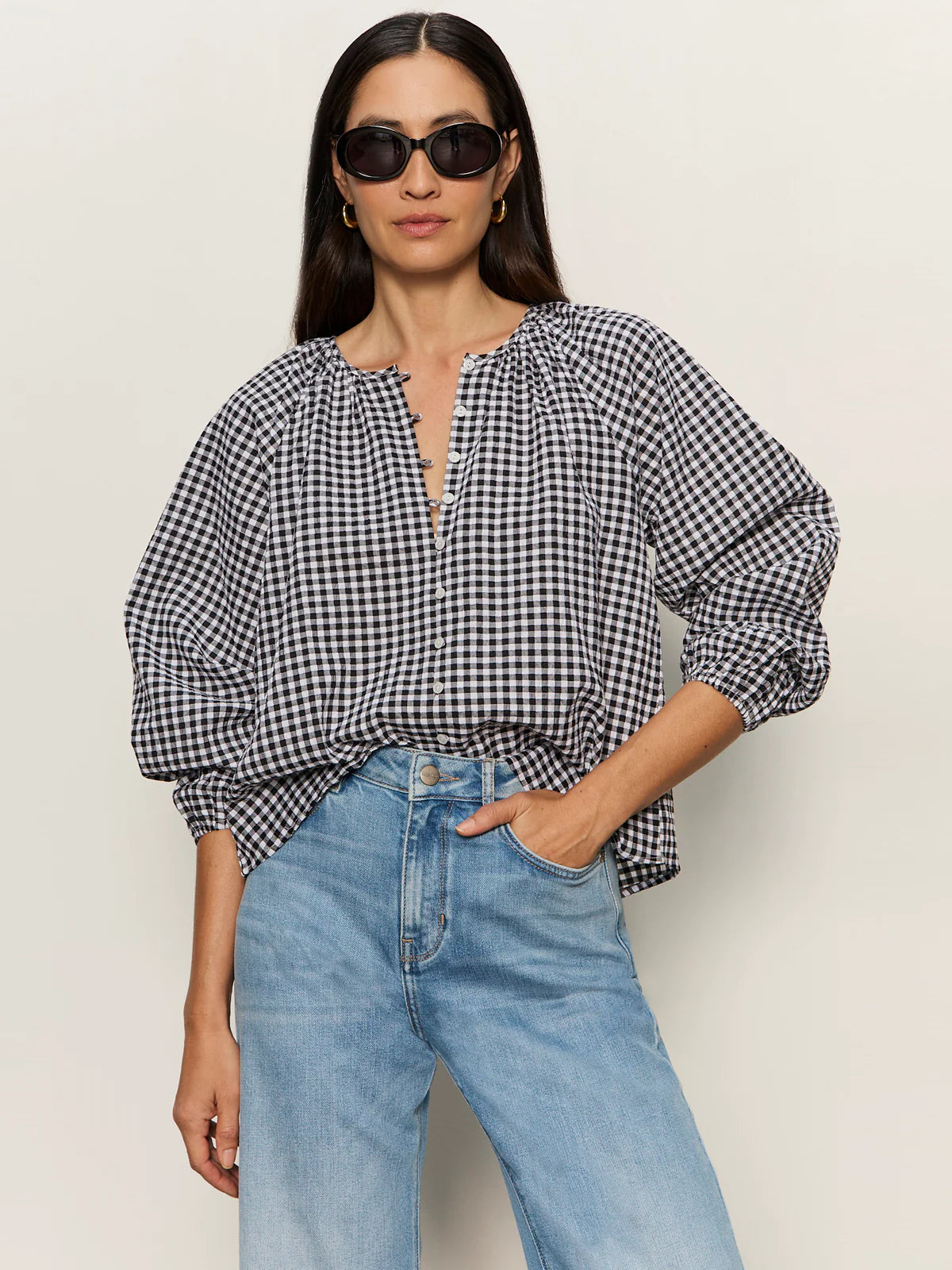 Perfect Gingham Button Blouse Sanctuary