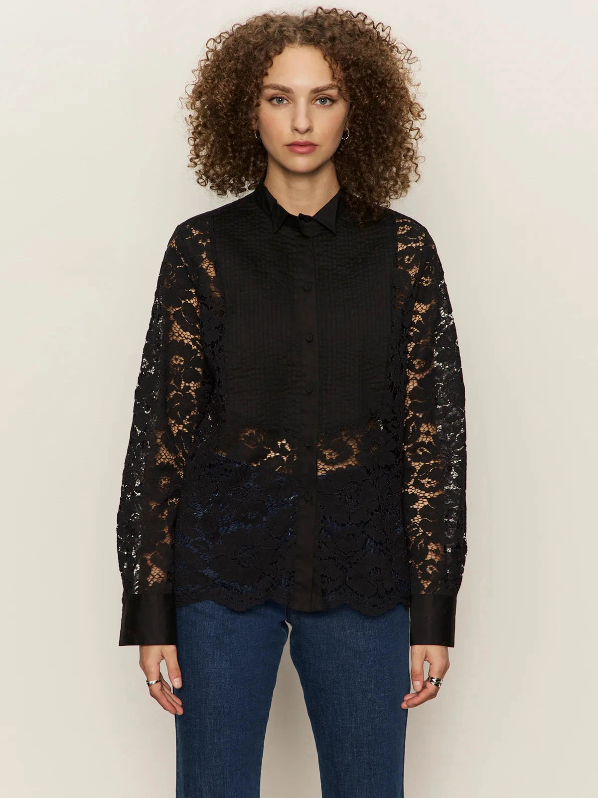Serendipity Lace Tuxedo Shirt Sanctuary