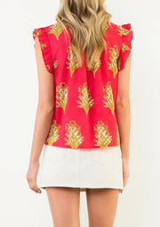 Flutter Sleeve Floral Top THML