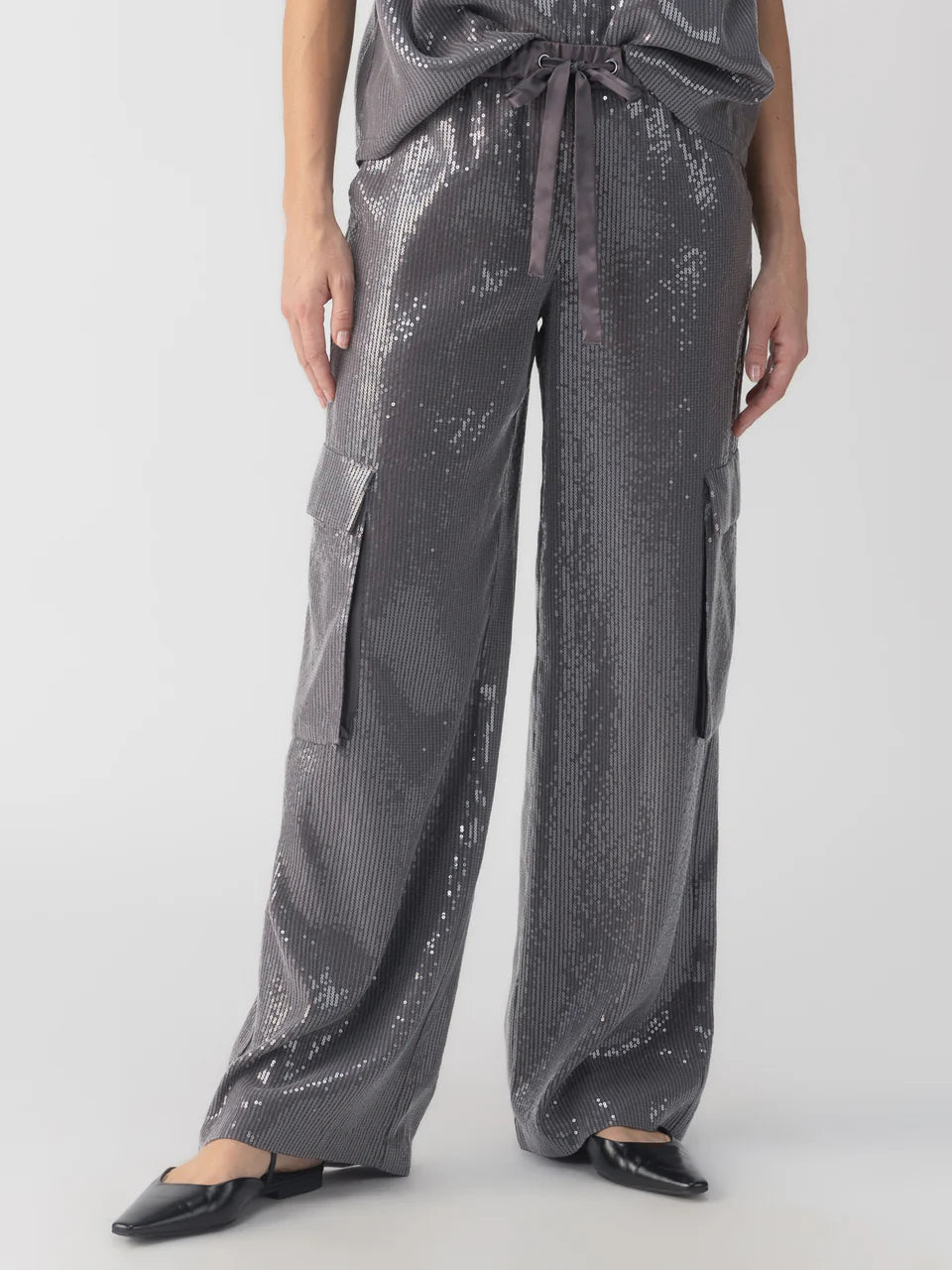 Pull-On Sequin Cargo Pants