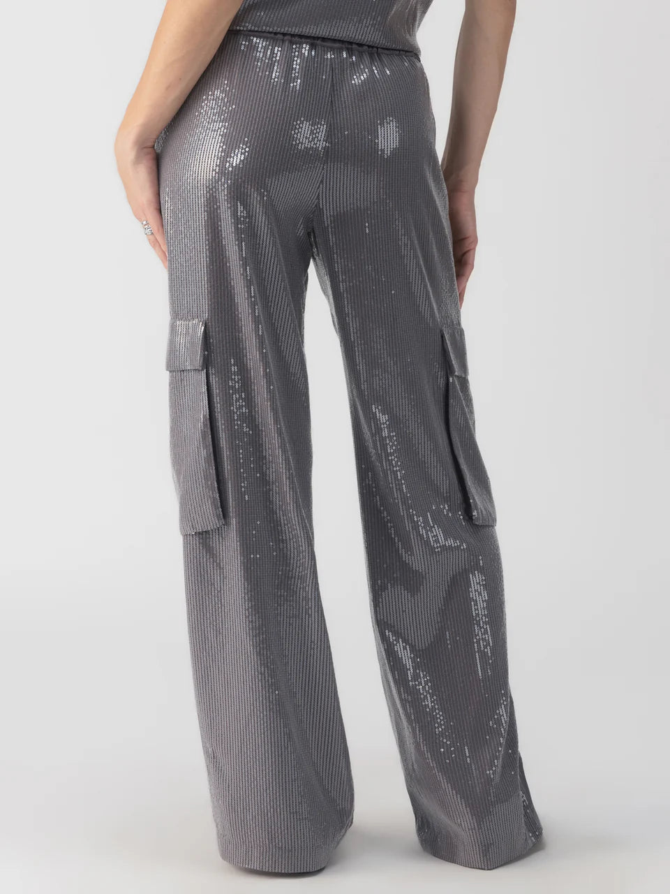 Pull-On Sequin Cargo Pants