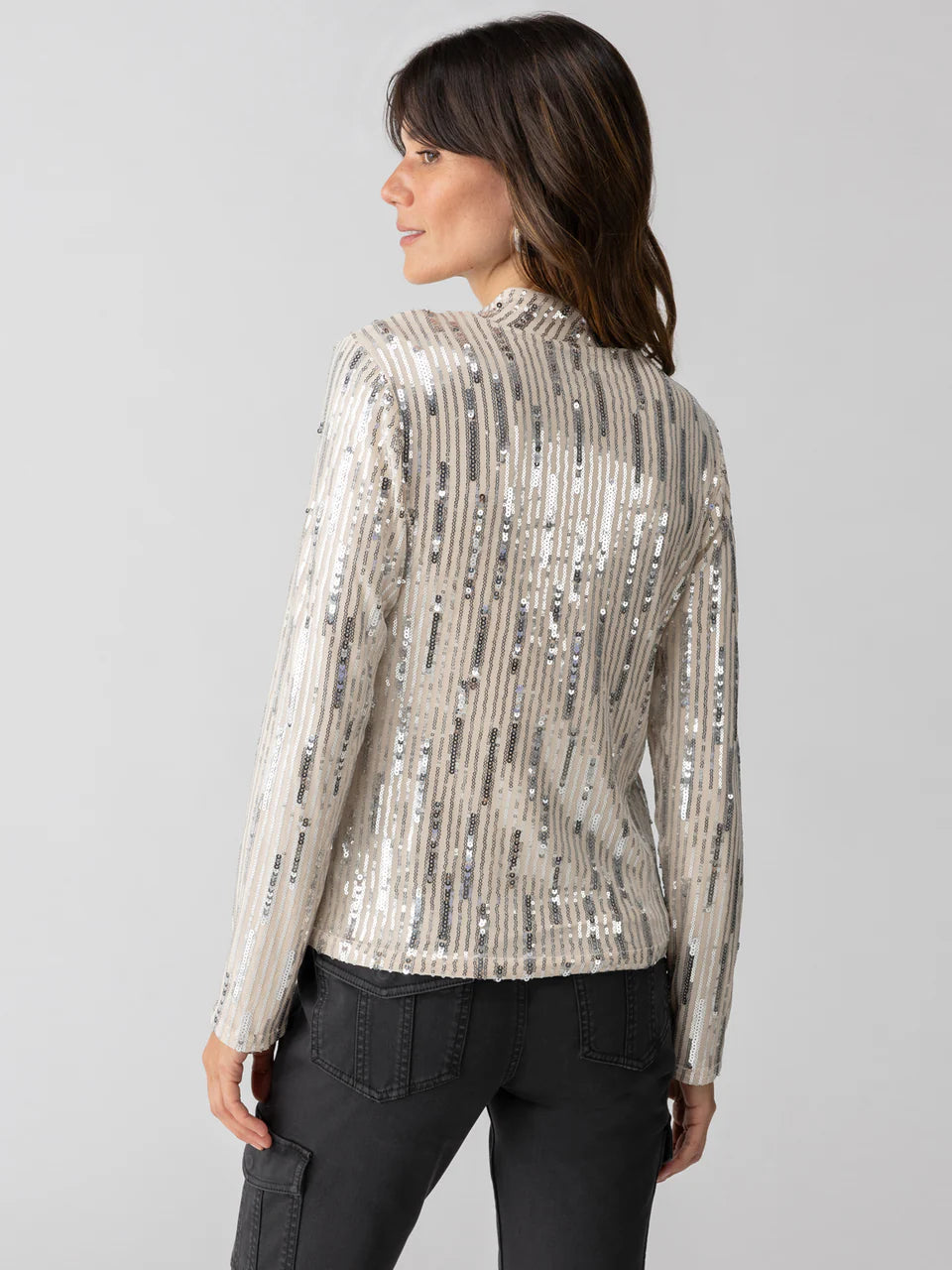 Sequin Mock Neck Top