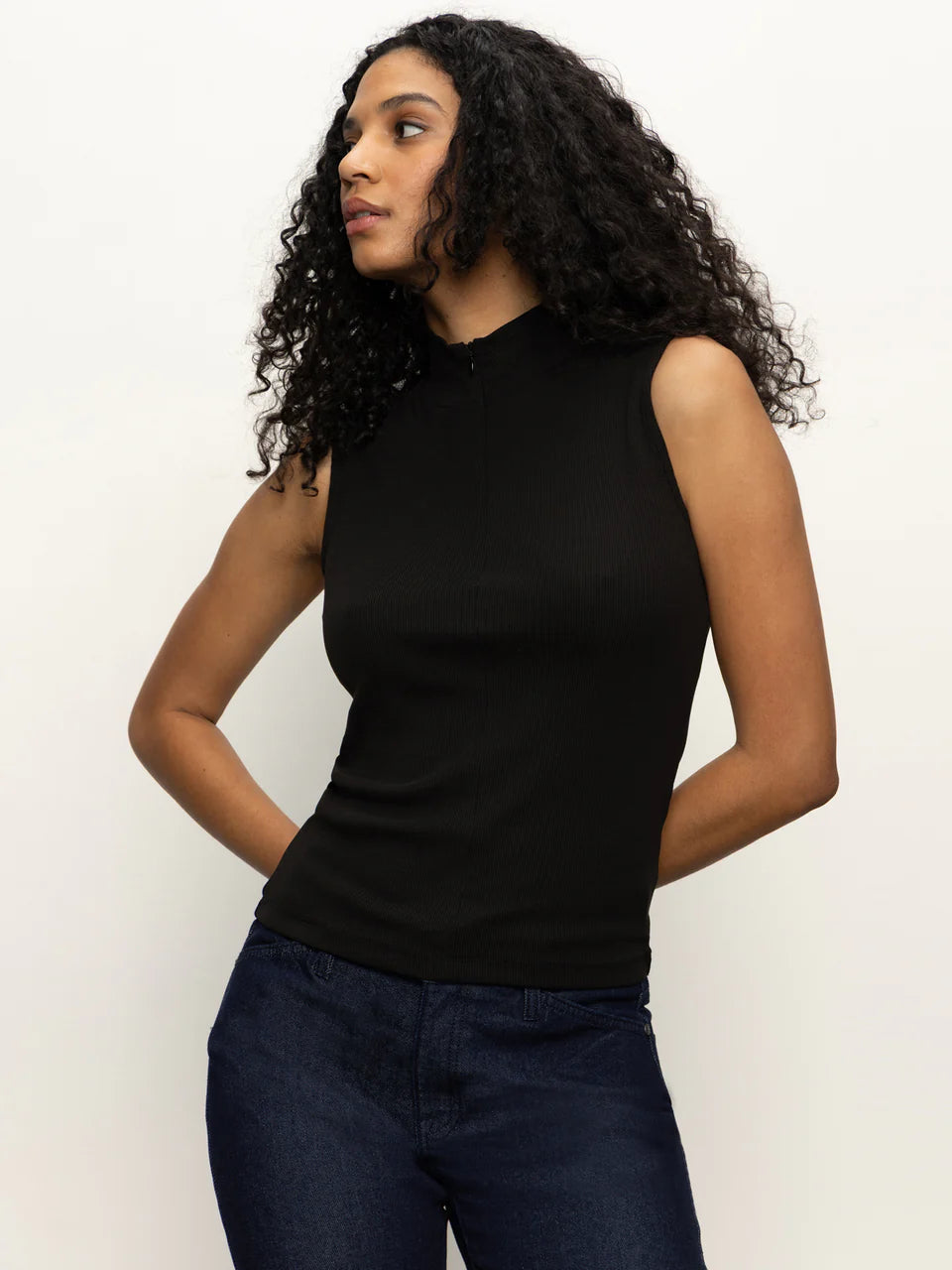 Sleeveless Zip Mock Tank Top Sanctuary