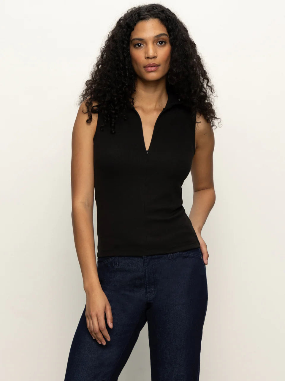 Sleeveless Zip Mock Tank Top Sanctuary